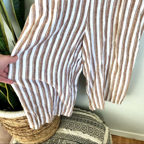 Striped Tan Jumpsuit - Picture 3 of 6